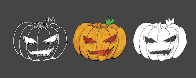 Plik wektorowy ilustracja wektorowa sztuki linii dyni halloween