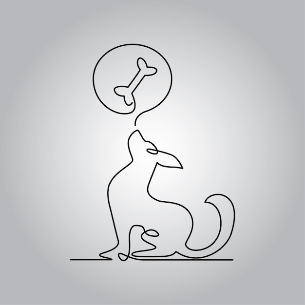 Plik wektorowy ilustracja wektorowa sztuki modnej linii ciągłej z siedzącym psem