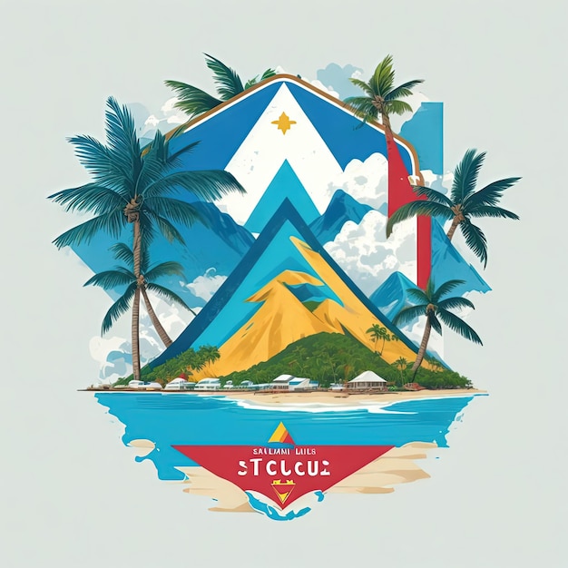 Ilustracja Wektorowa T Koszula Wyspa Mobilna Góra Kolorowy Projekt