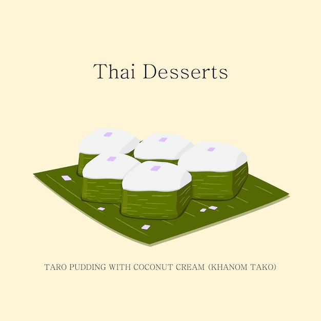 Ilustracja Wektorowa Tajskiego Deserowego Mleka Kokosowego Cukru I Mąki