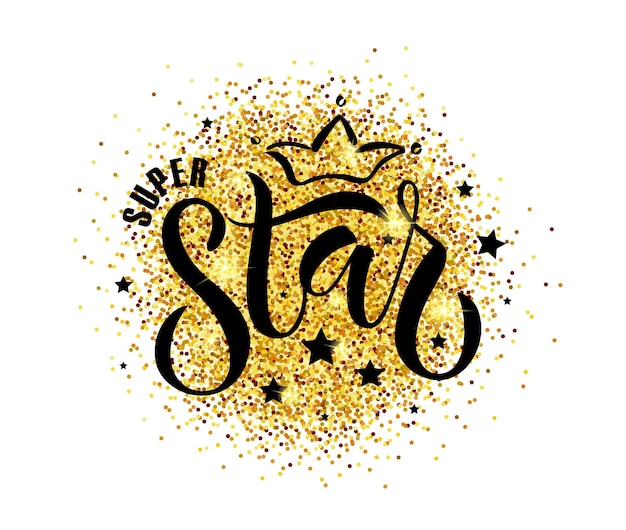 Ilustracja wektorowa Tekst Super Star dla chłopców dziewcząt Ubrania Super Star odznaka ikonaInspirujące