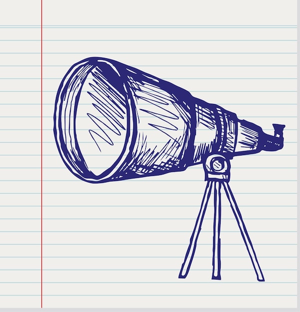 Plik wektorowy ilustracja wektorowa teleskopu w stylu ręcznie narysowanym izolowana na papierowym tle