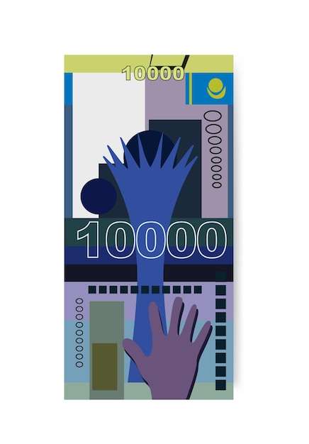 Ilustracja Wektorowa Tenge Kazachskie Kazachstan Pieniądze Zestaw Banknotów Pakiet Banknotów Pieniądze Papierowe 10000 Kzt