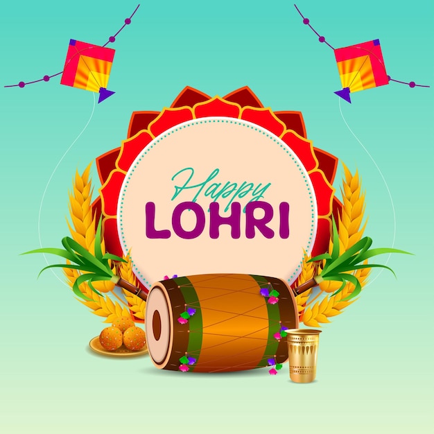 Ilustracja wektorowa tła święta Happy Lohri dla festiwalu Punjabi