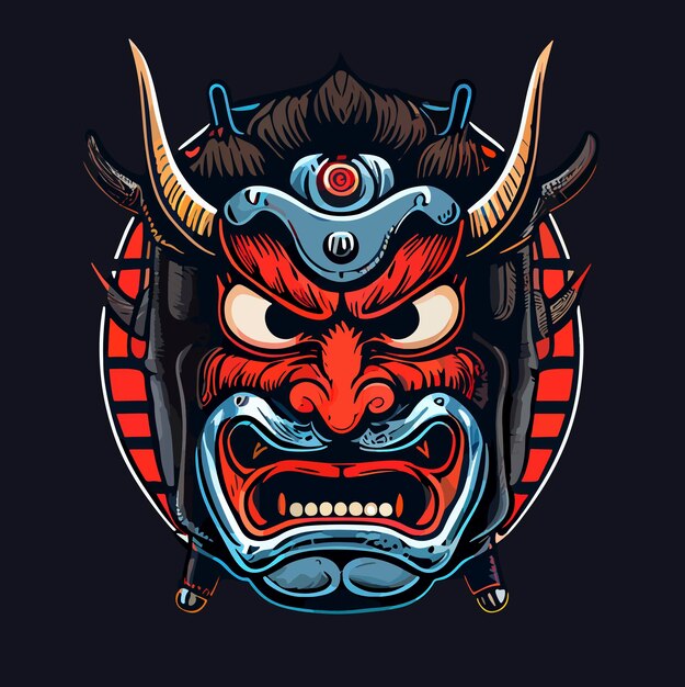 Plik wektorowy ilustracja wektorowa tradycyjnej chińskiej maski samuraja