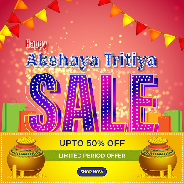 Ilustracja Wektorowa Transparentu Happy Akshaya Tritiya Sale