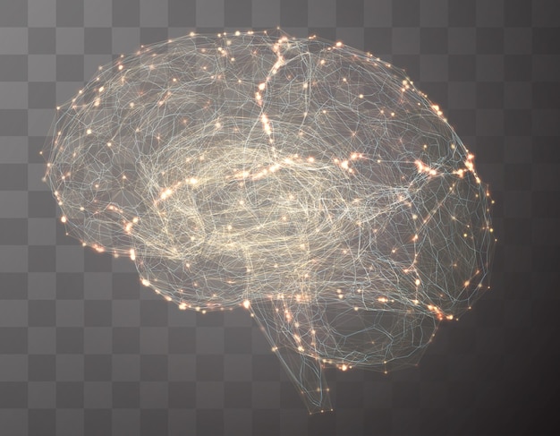 Plik wektorowy ilustracja wektorowa trójwymiarowy mózg na ciemnym tle