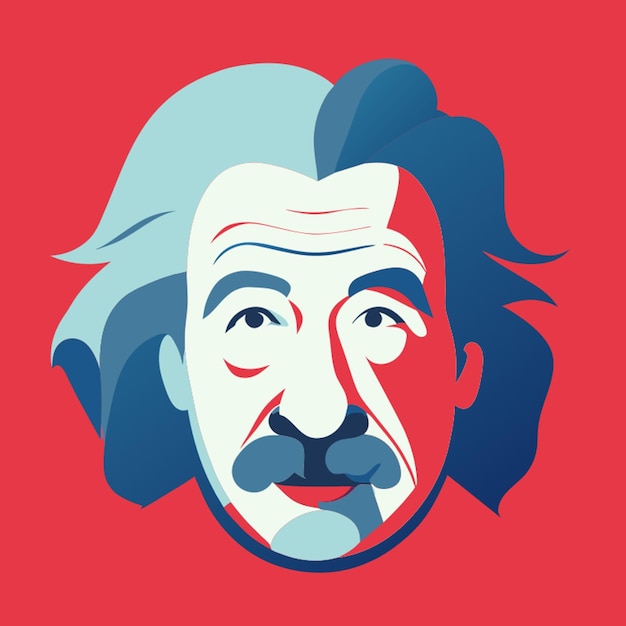 Ilustracja wektorowa twarzy Einsteina płaska 2