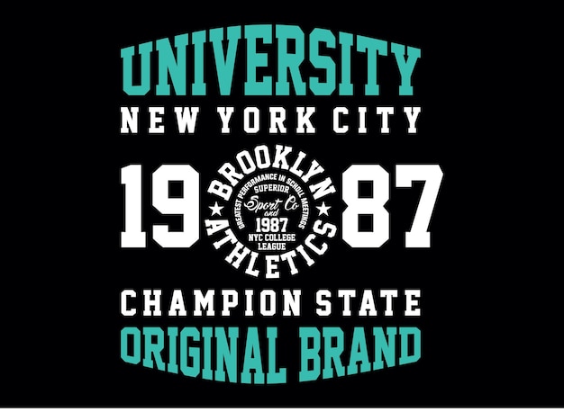 Ilustracja wektorowa University Brooklyn New York City do druku t shirt premium vector
