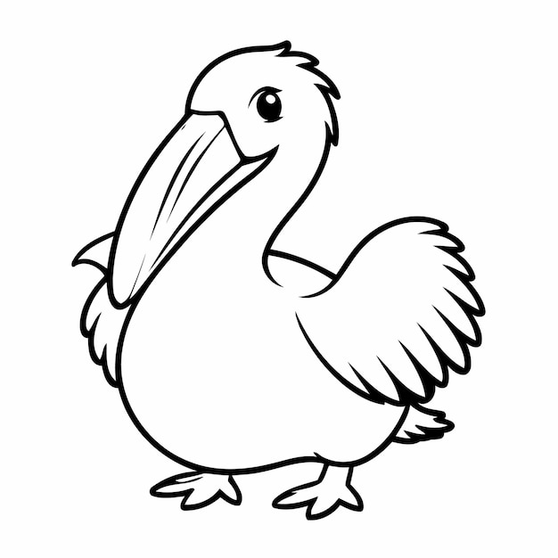 Plik wektorowy ilustracja wektorowa uroczego pelikana do malowania dla dzieci