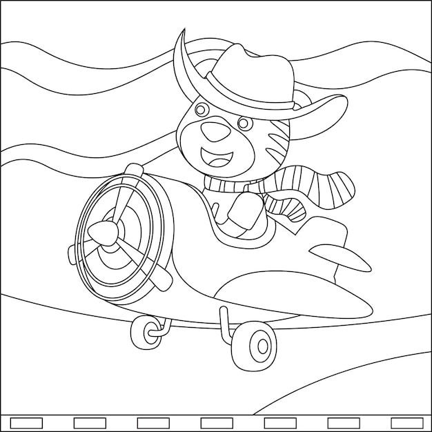 Ilustracja Wektorowa Uroczego Pilota Zwierzęcia Leci Na Niebie W Samolocie Kreatywny Wektor Dziecinny