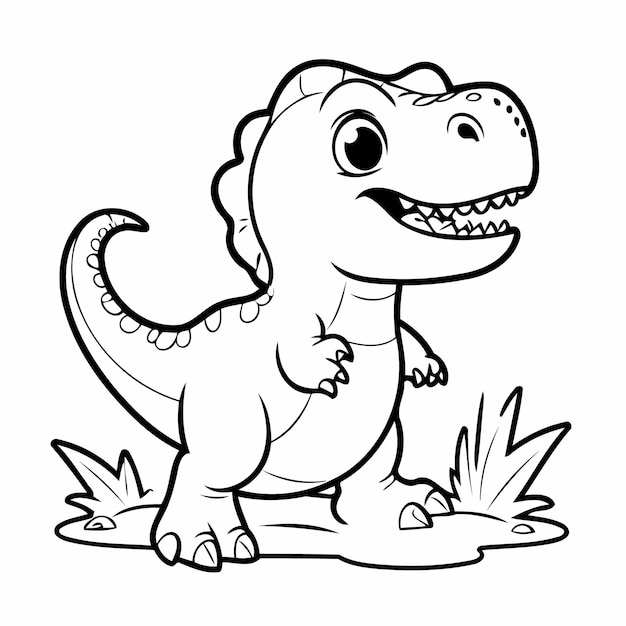 Plik wektorowy ilustracja wektorowa uroczego rysunku tyranozaura dla dzieci do malowania