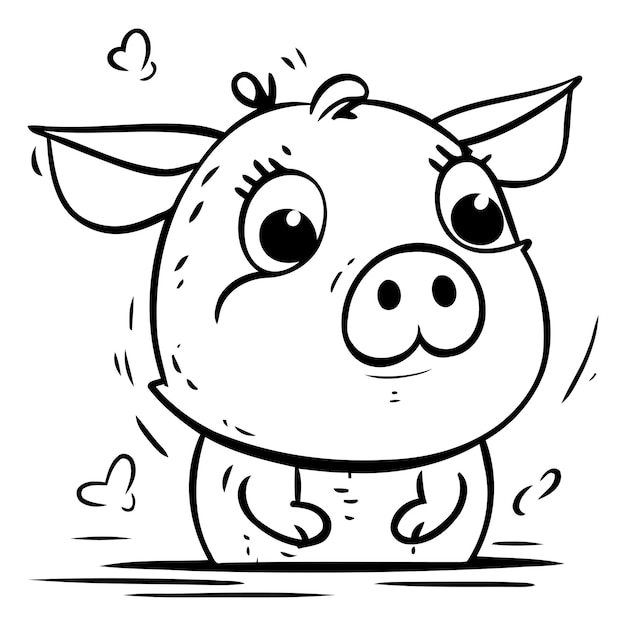 Ilustracja Wektorowa Uroczej Różowej świni Zakochanej W Stylu Kreskówki