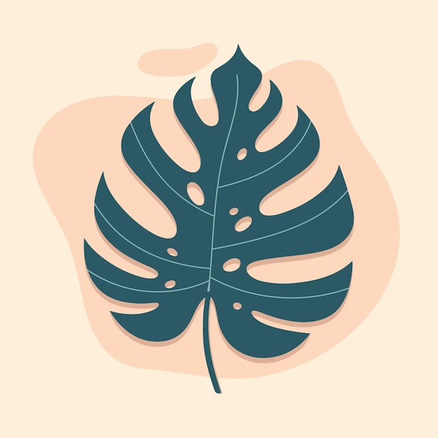 Ilustracja wektorowa w stylu płaskim tropikalnego liścia monstera