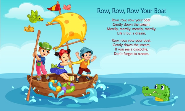 Ilustracja Wektorowa Wiersza „row, Row, Row Your Boat”