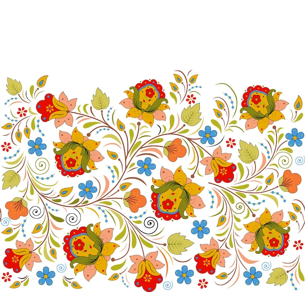 Plik wektorowy ilustracja wektorowa wzoru powtarzanego kwiatów i liści