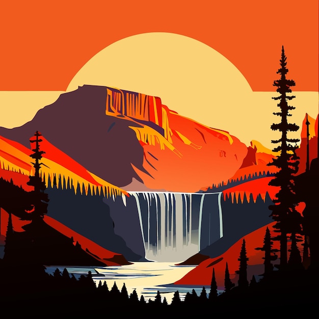 Plik wektorowy ilustracja wektorowa yellowstone płaska