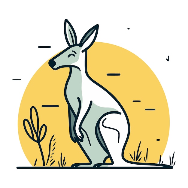 Ilustracja Wektorowa Z Kangurami Stojącymi W Trawie