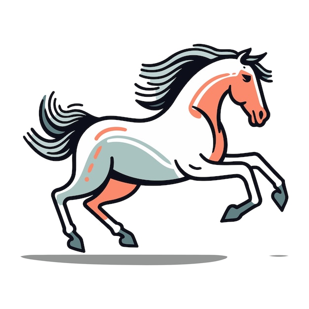 Plik wektorowy ilustracja wektorowa z kreskówką biegającego konia izolowana na białym tle