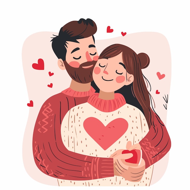 Plik wektorowy ilustracja wektorowa z parą miłości szczęśliwy dzień walentynki