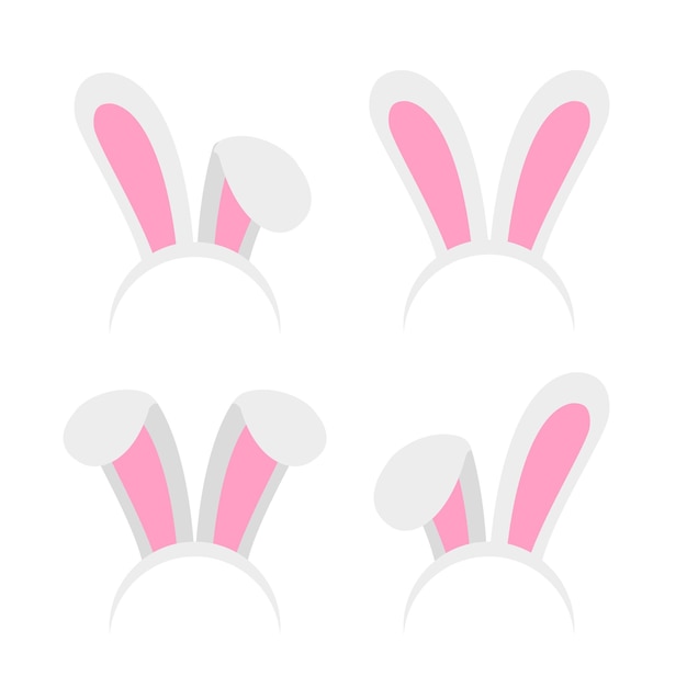 Ilustracja wektorowa z uszami królika wielkanocnego izolowana na białym tle kostium z opaskami na uszach królika