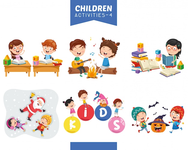 Ilustracja Wektorowa Zestaw Działań Dla Dzieci