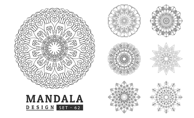 Ilustracja wektorowa zestawu wzornictwa tła Flower Mandala