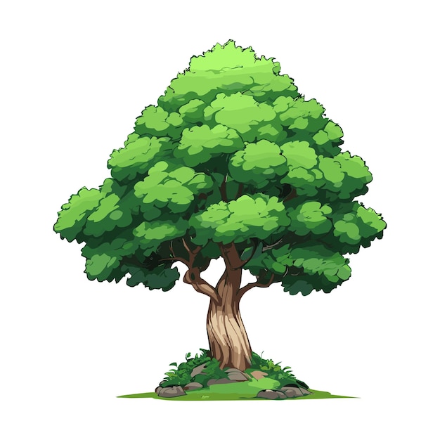 Ilustracja wektorowa zielonego drzewa wyizolowana na białym tle