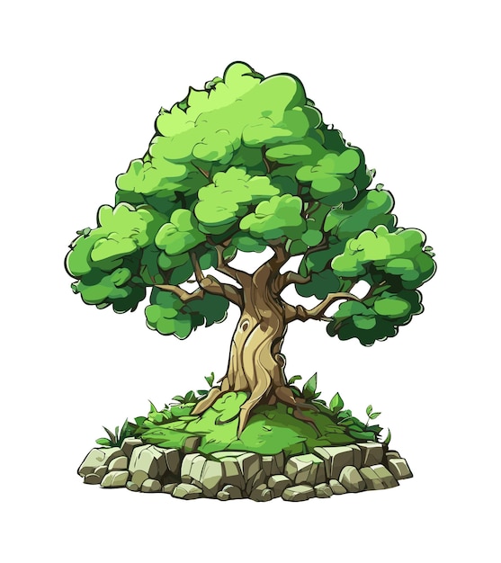 Ilustracja Wektorowa Zielonego Drzewa Wyizolowana Na Białym Tle