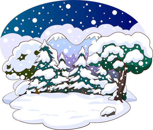 Ilustracja Wektorowa Zimowego Krajobrazu W śnieżną Pogodę