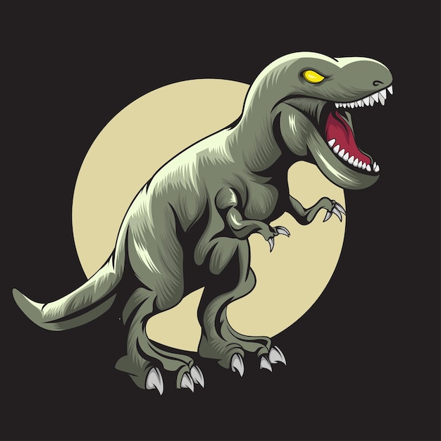 Ilustracja Wektorowa Zły Zielony Dinozaur