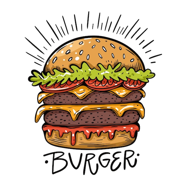 Ilustracja Wektorowa Znak Kolorowy Burger