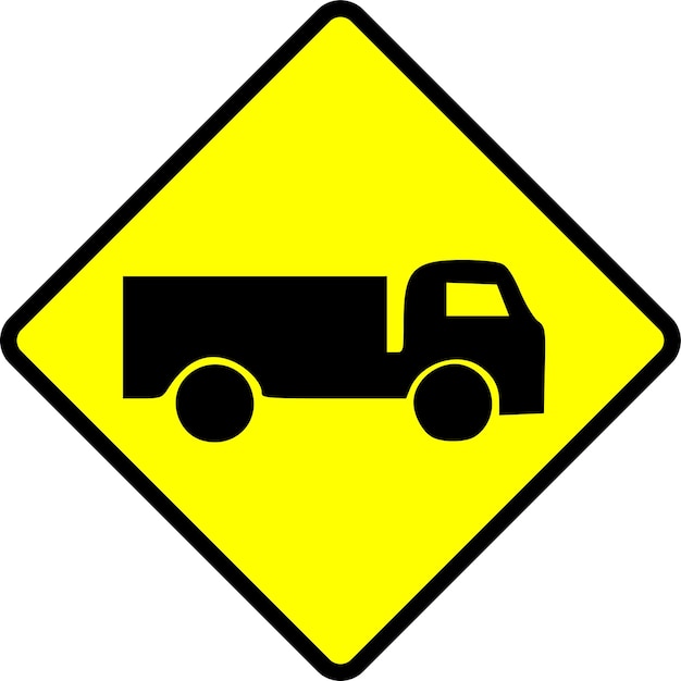 Plik wektorowy ilustracja wektorowa znaku ostrzegawczego dla ciężarówek żółty i czarny rysunek znak ostrzegawczy
