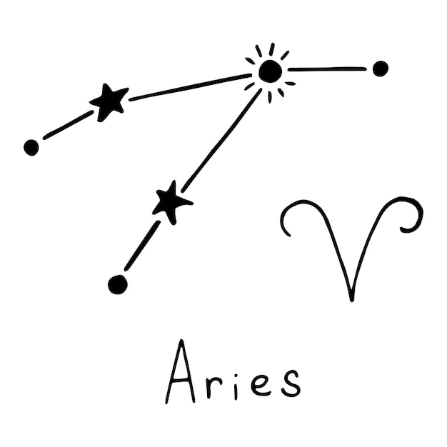 Ilustracja wektorowa znaku zodiaku Baran w stylu doodle Ręcznie rysowane element projektu w astronomii astrologia horoskop wróżbiarstwo ezoteryzm