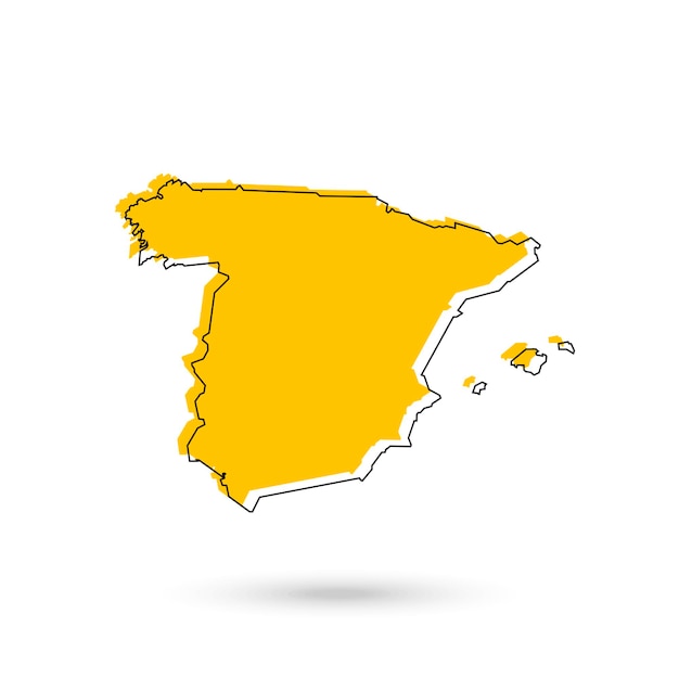 Ilustracja wektorowa żółtej mapy Hiszpanii na białym tle