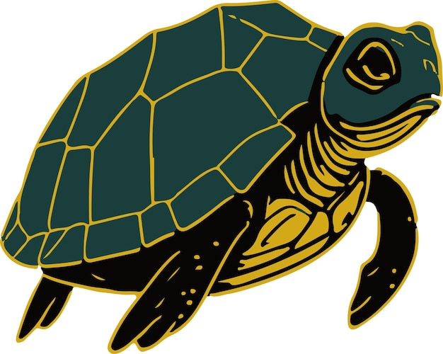 Ilustracja wektorowa żółwia caretta dla logo symbol naklejki tatuaż tshirt projekt prosty fl