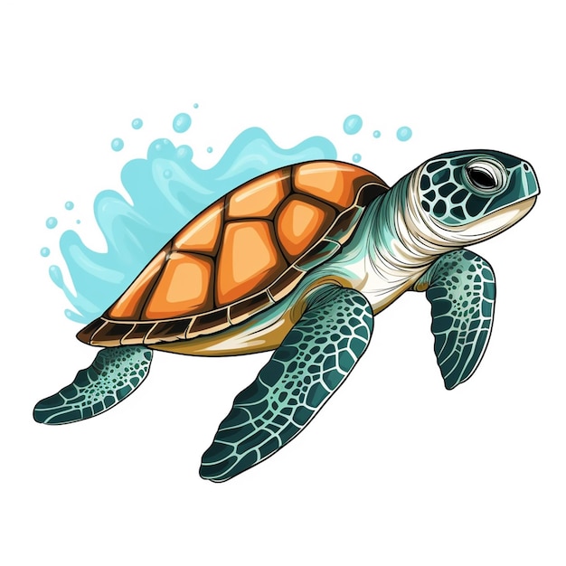 Ilustracja Wektorowa żółwia Morskiego Izolowana Na Białym Tle żółw Morski W Stylu Kreskówki