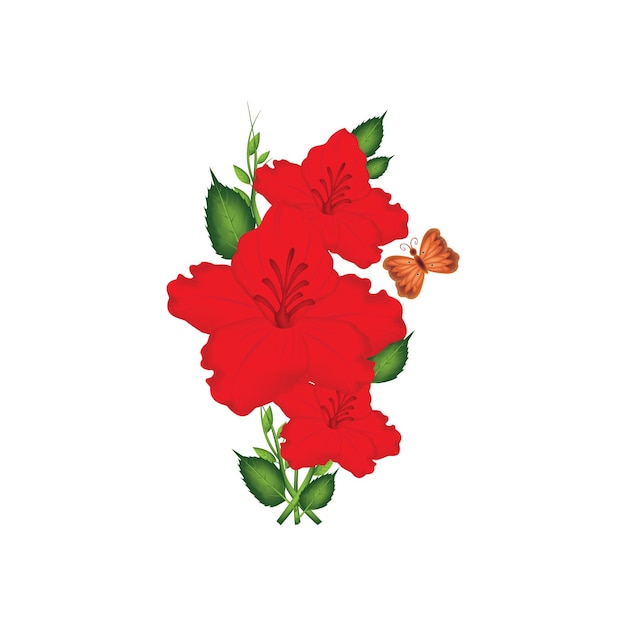 Plik wektorowy ilustracja wektorowego wzoru róży hibiskusowej na białym tle
