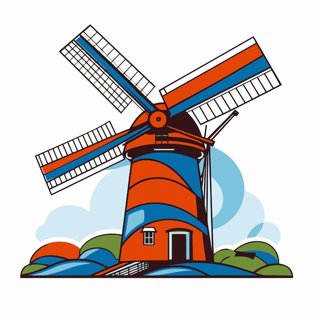 Plik wektorowy ilustracja wiatraka w stylu pop-art