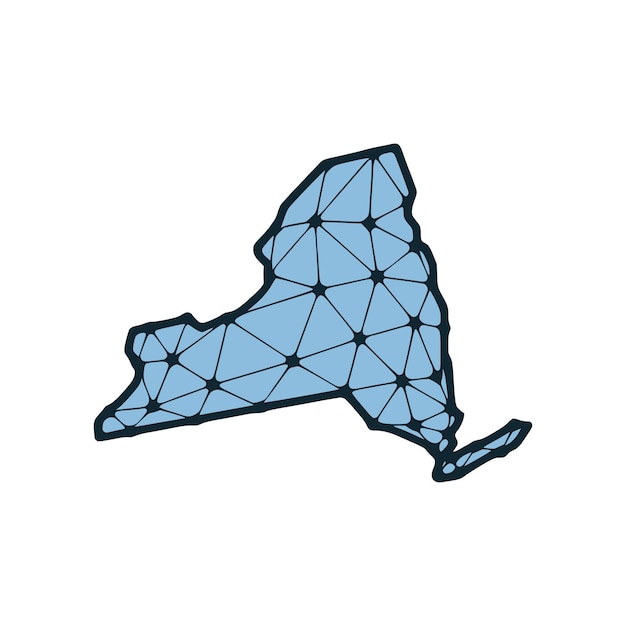 Ilustracja Wielokątna Mapy Stanu Nowy Jork Składająca Się Z Linii I Kropek Izolowanych Na Białym Tle Projekt Low Poly Stanu Usa