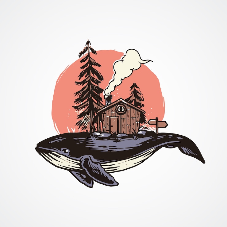 Wektor ilustracja wieloryb przygoda