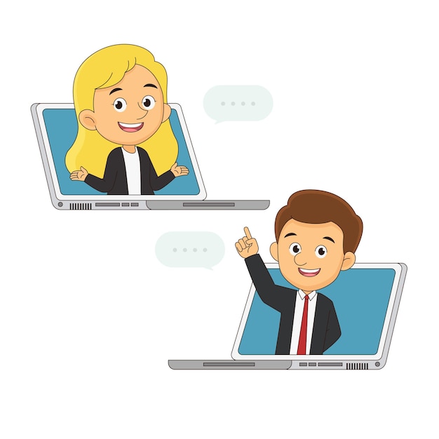 Plik wektorowy ilustracja wirtualnego spotkania biznesowego online
