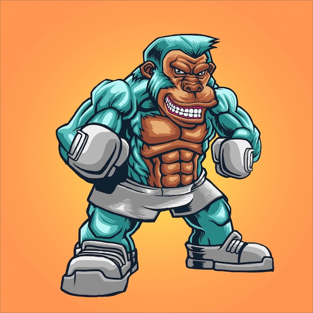 ilustracja wojownik boks małpa