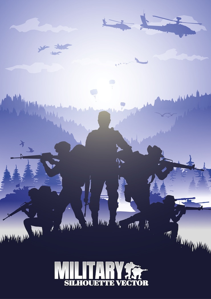 Wektor ilustracja wojskowa, tło armii.