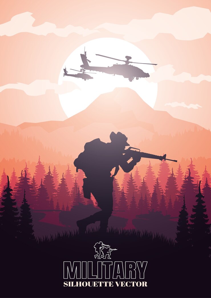 Wektor ilustracja wojskowa, tło armii.