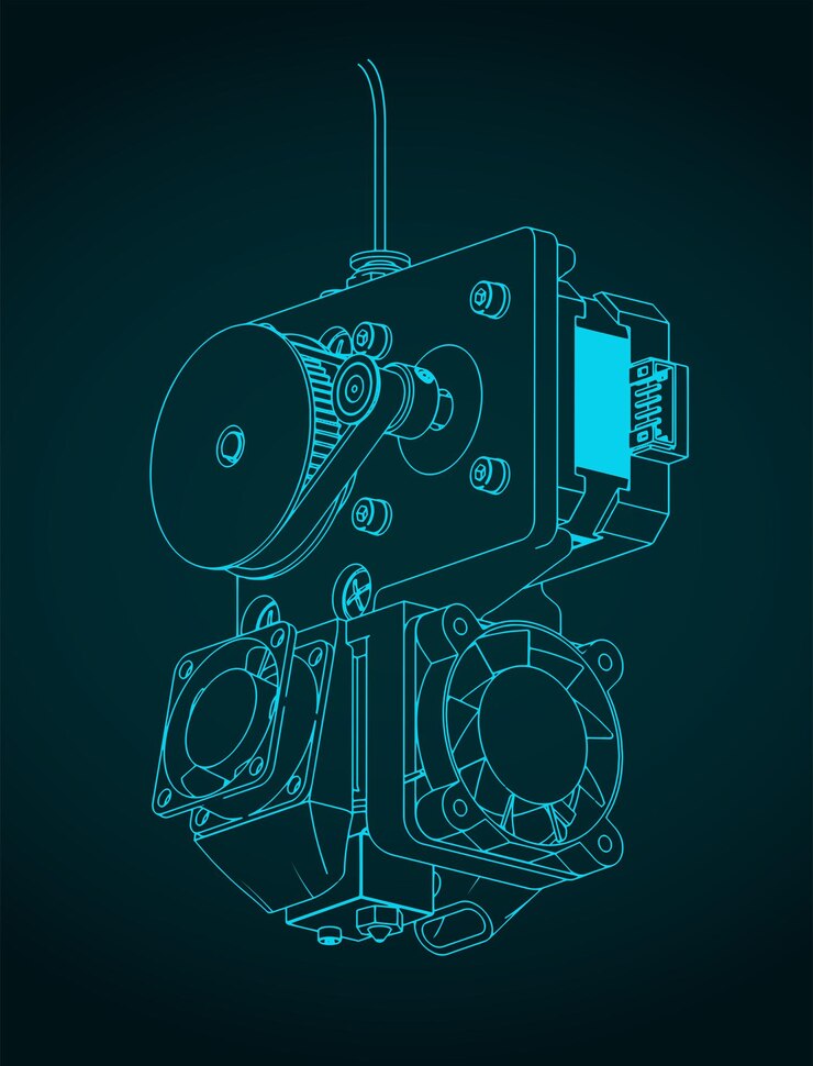Wektor ilustracja wytłaczarki drukarki 3d
