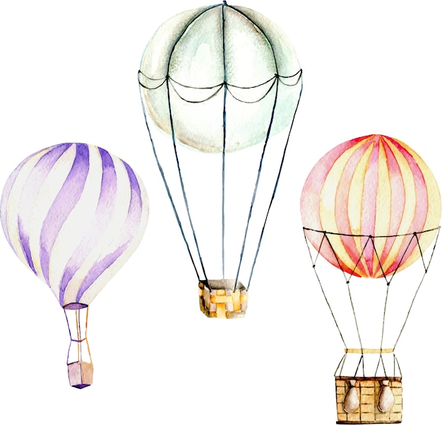 Ilustracja Z Akwarela Balonów Na Ogrzane Powietrze
