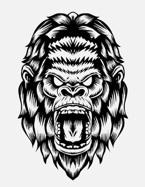 Ilustracja z głową wściekłej goryli