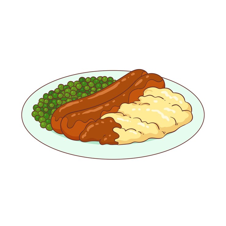 Wektor ilustracja z jedzeniem bangers i mash