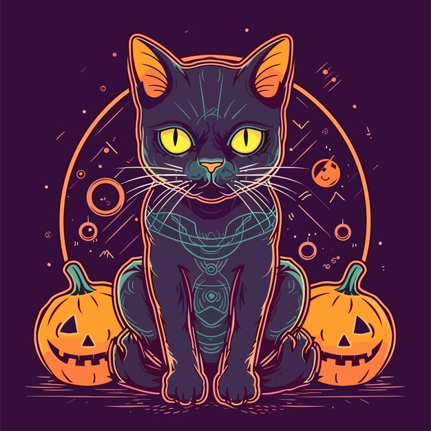 Plik wektorowy ilustracja z kotem na halloween